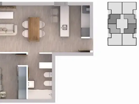 Departamento 2 ambientes con 1 baño