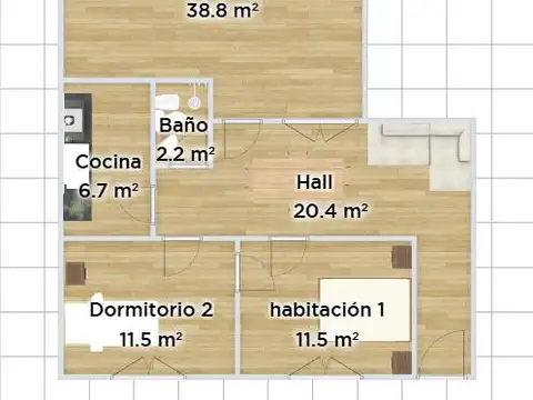 Casa 4 ambientes con 1 baño