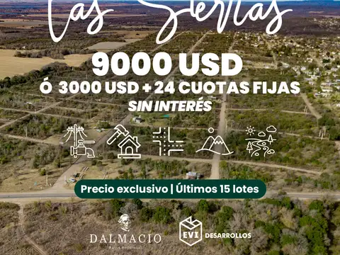 Lote en Dalmacio -  675 M2- Entrega 3.000+ 24 cuotas FIJAS 