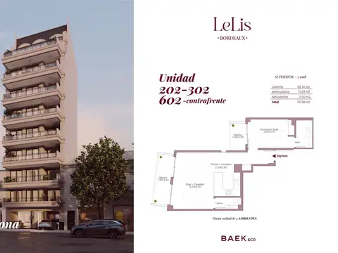 Departamento 2 ambientes con 1 baño