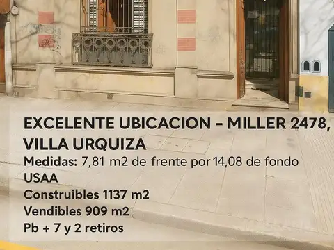 Terreno en Villa Urquiza  1137m2 construibles