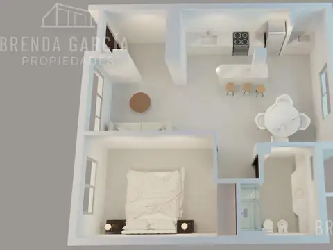Departamento 2 ambientes con 1 baño