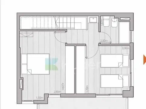 Departamento 3 ambientes con 1 baño