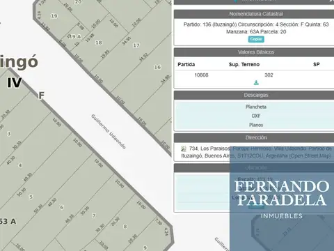 Terreno en Venta en Villa Gobernador Udaondo, USD 75.000