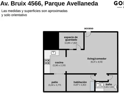 Depto Tipo Casa 2 ambientes con 1 baño