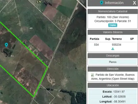 CAMPO EN VENTA EN SAN VICENTE RUTA 6