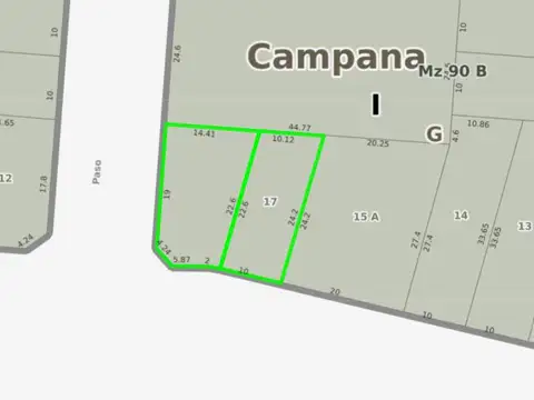 Terreno en Venta 8  mts Frente