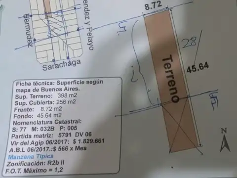 Terreno en Venta de 398,0 m2