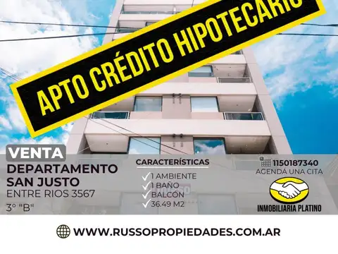Venta Departamento 1 Ambiente San Justo