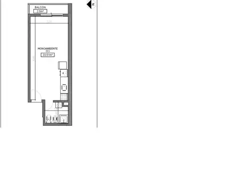 Departamento Monoambiente con 1 baño