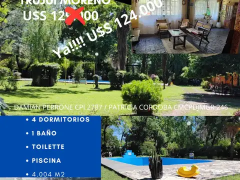 Venta Casa Quinta Moreno sobre Lote de 4.000 m2