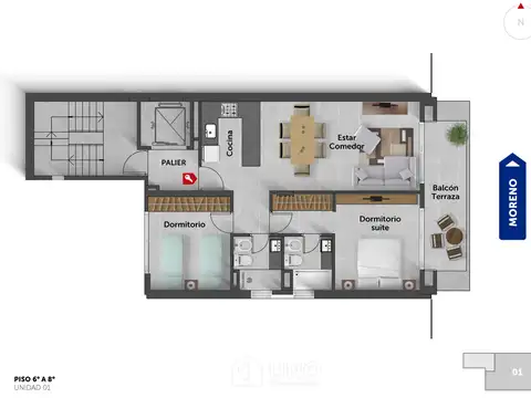 Departamento Monoambiente con 1 baño