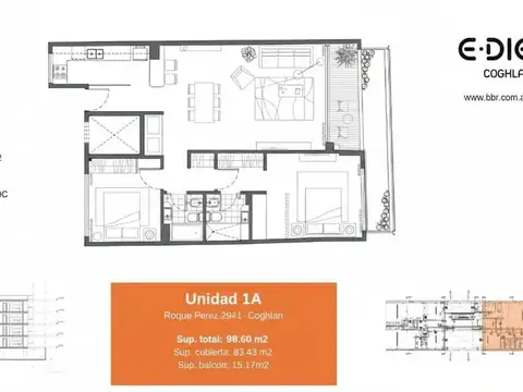 Departamento 3 ambientes con 2 baños