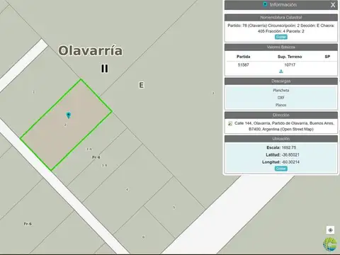 Terreno en Venta en Olavarria, USD 72.000