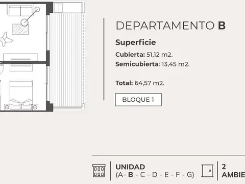 Departamento en Venta de 2 ambientes