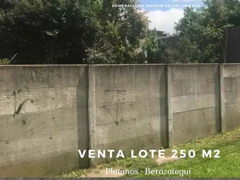 VENTA LOTE  11 x 23  metros en  PLATANOS