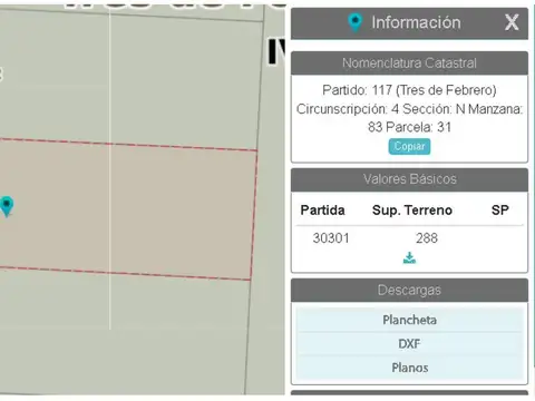 Terreno en Venta 8  mts Frente