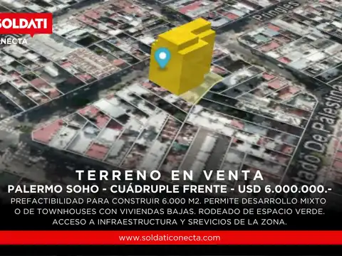 Terreno en Palermo de cuádruple frente a mts de Av Córdoba