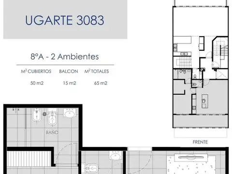 UGARTE 3083 8° A - BELGRANO - 2 amb con balcón de pozo