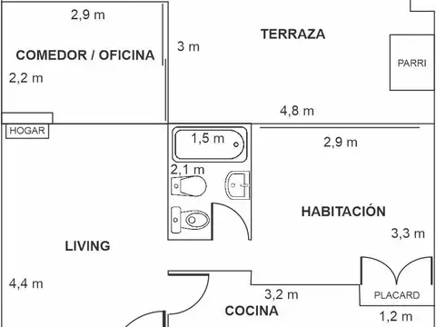 Departamento en  ONCE Ecuador 500 - 2 amb c-bcon-terraza