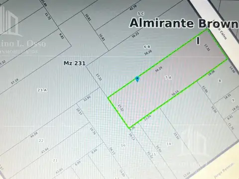 Terreno en Venta 17  mts Frente