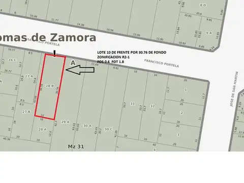 Terreno en Venta en Lomas De Zamora, USD 275.000