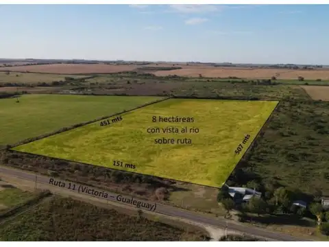 Campo De 8 Has Sobre Ruta 11, A 1,5 Km De Viñedo Borde Rio