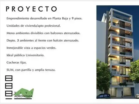 Departamento Monoambiente con 1 baño