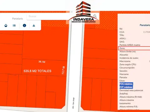 Terreno en Venta de 535,0 m2