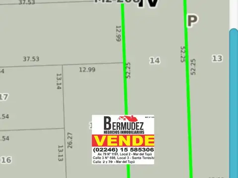 Venta de lote en Mar del Tuyú calle 64 entre 9 y 10