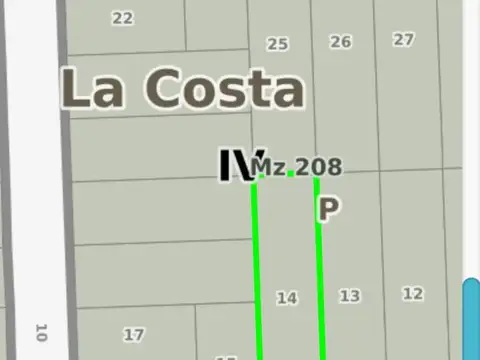 Terreno en Venta 12,99  mts Frente