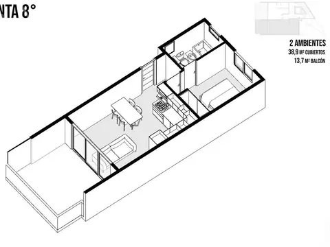 Departamento en Venta de 1 dormitorio