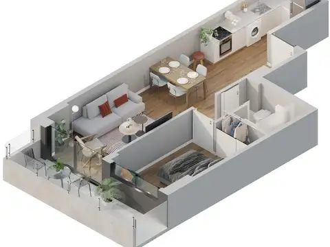 Departamento 3 ambientes con 2 baños