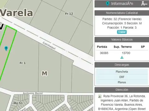 Terreno en Venta en Ingeniero Allan, USD 630.000