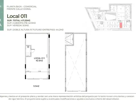 Venta en pozo local comercial de 47.55 m2, Doral Centro Comercial, Avda Italia, Villanueva