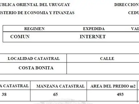 Terreno en Venta 16  mts Fondo