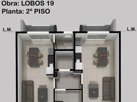 Departamento 2 ambientes con 2 baños