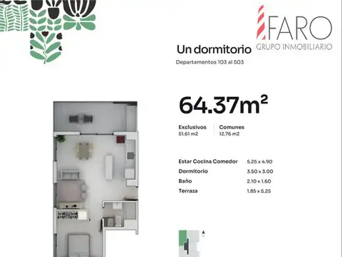 Departamento en Venta de 2 ambientes