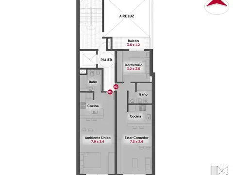 Departamento en Venta de 1 dormitorio