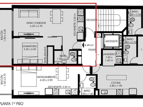 Departamento en Venta de 1 dormitorio