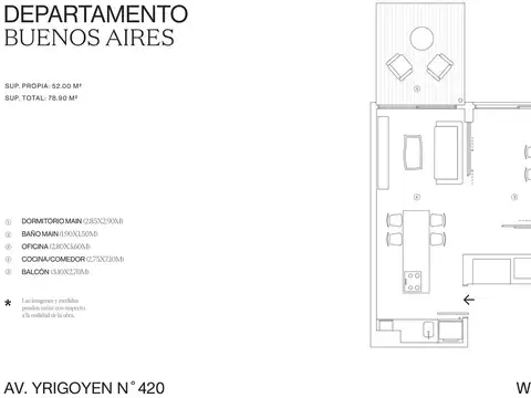 Departamento en Venta de 1 dormitorio