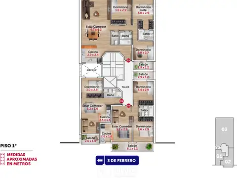 3 de Febrero 1100, Piso 07