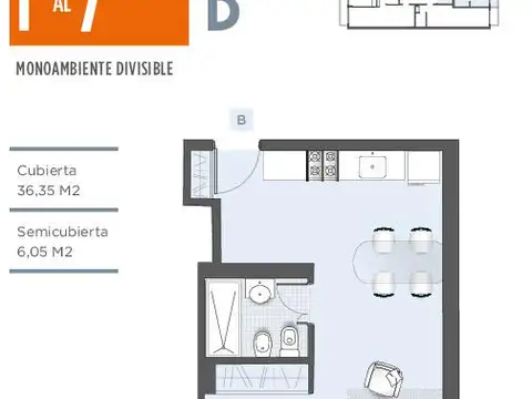 Departamento en Venta de Monoambiente