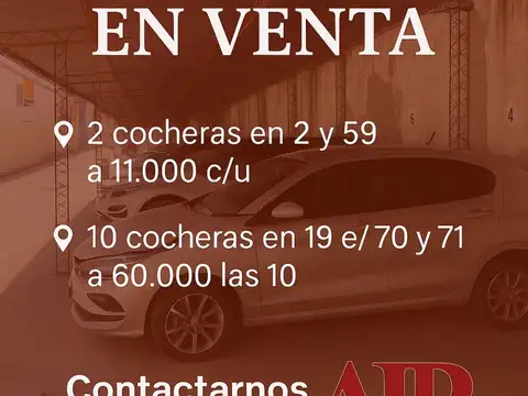 Venta de cocheras techadas  - La Plata