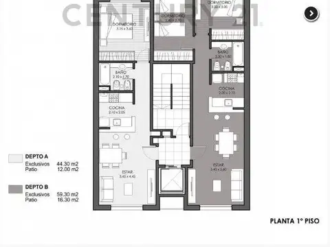 Venta departamento 1 dormitorio con vista al parque y patio