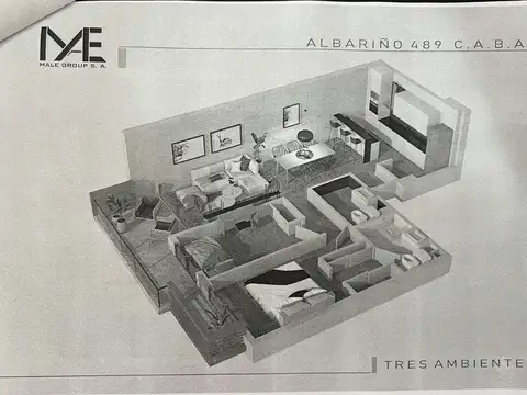 Departamento 3 ambientes con 2 baños