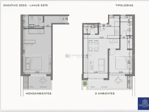 Departamento 2 ambientes con 1 baño