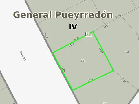 Terreno en Venta 25  mts Fondo