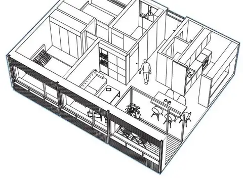 Departamento 3 ambientes con 1 baño