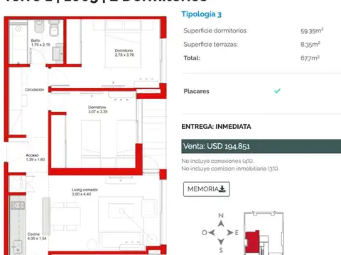 VENTA APARTAMENTO 2 DORMITORIOS, MALVIN .